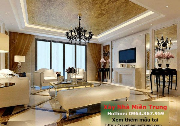 Mẫu Trần Thạch Cao Phòng Khách Nhà Biệt Thự 09